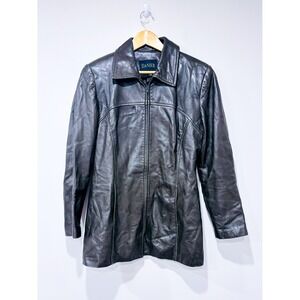 DANIER Charcoal leather coat | Classic tailored minimalist | Medium